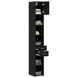 Walplus Slim Storage Cabinet With Drawer Black Oak 30 X 42.5 X 225 Cm - thumbnail 3