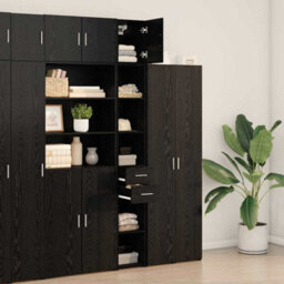 Walplus Slim Storage Cabinet With Drawer Black Oak 30 X 42.5 X 225 Cm - thumbnail 4