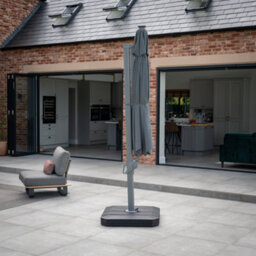Ares 3.5M Round Cantilever Parasol With Solar Powered Led Lights In Charcoal - thumbnail 2