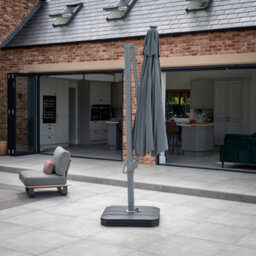 Ares 3.5M Round Cantilever Parasol With Solar Powered Led Lights In Charcoal - thumbnail 3