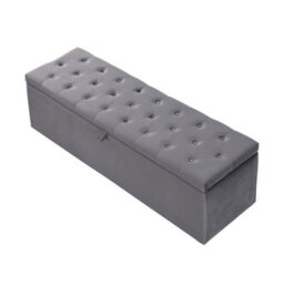 BTM Velvet Upholstered Bench Seat Bed Stool Bench With Storage 135X41X42 Cm Grey - thumbnail 6