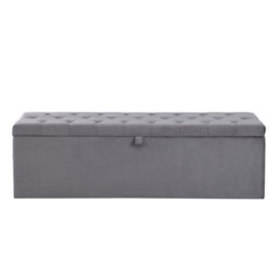 BTM Velvet Upholstered Bench Seat Bed Stool Bench With Storage 135X41X42 Cm Grey - thumbnail 8
