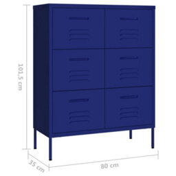 Walplus Drawer Cabinet Navy Blue 80X35X101.5 Cm Steel - thumbnail 9