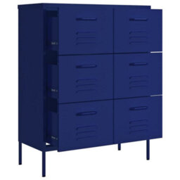 Walplus Drawer Cabinet Navy Blue 80X35X101.5 Cm Steel - thumbnail 6