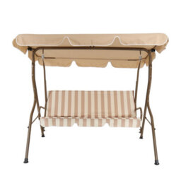 Charles Bentley 2-3 Seater Garden Patio Swing Seat Hammock Chair - Beige Striped - thumbnail 2