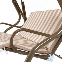 Charles Bentley 2-3 Seater Garden Patio Swing Seat Hammock Chair - Beige Striped - thumbnail 6
