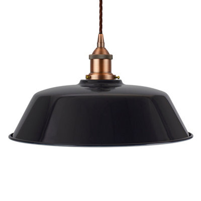 Navy Blue Chancery Painted Dome Pendant Light With Matt Antique Copper Lamp Holder And Brown Twisted Cable - Se Home - image 1