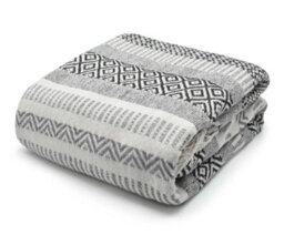 Velosso Zigzag Throw Multicoloured Aztec Design With Tassels, Soft Acrylic Blanket For Bed, Sofa Or Armchair, 70Cm X 100Cm - Grey - thumbnail 1