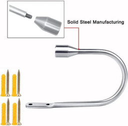 U-Shaped Curtain Tiebacks, Hooks, Metal 2 Pieces (Silver) - thumbnail 4