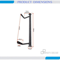 Towel Holder Rail Wall Mounted Vintage Matt Black Iron Kitchen Bathroom Hanger - thumbnail 3