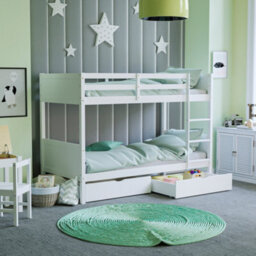 Lassic Junior Vida Gemini Detachable Solid Pine Bunk Bed With Double Underbed Drawers, White - thumbnail 1
