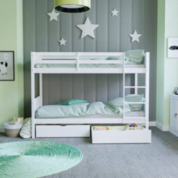 Lassic Junior Vida Gemini Detachable Solid Pine Bunk Bed With Double Underbed Drawers, White - thumbnail 2