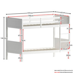 Lassic Junior Vida Gemini Detachable Solid Pine Bunk Bed With Double Underbed Drawers, White - thumbnail 3