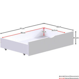 Lassic Junior Vida Gemini Detachable Solid Pine Bunk Bed With Double Underbed Drawers, White - thumbnail 4