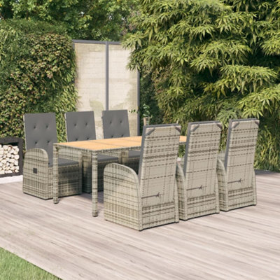 Berkfield 7 Piece Garden Dining Set Grey Poly Rattan&solid Wood Acacia - image 1