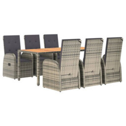 Berkfield 7 Piece Garden Dining Set Grey Poly Rattan&solid Wood Acacia - thumbnail 3