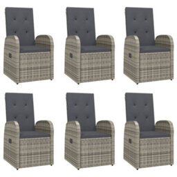 Berkfield 7 Piece Garden Dining Set Grey Poly Rattan&solid Wood Acacia - thumbnail 4