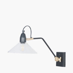 Pacific Lifestyle Canton Matt Black Metal And Glass Cone Wall Light - thumbnail 3