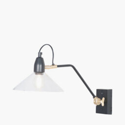 Pacific Lifestyle Canton Matt Black Metal And Glass Cone Wall Light - thumbnail 2