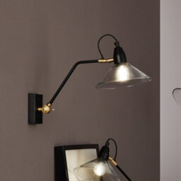 Pacific Lifestyle Canton Matt Black Metal And Glass Cone Wall Light - thumbnail 1