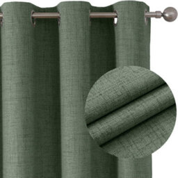 Ameha Sage 135Gsm Linen Look Thermal Blackout Eyelet Curtain For Bedroom & Living Room 46'x54' Window Ringtop Curtain Pair With Tie Back - thumbnail 3