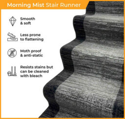 Morning Mist Stair Runner - Soft & Durable Carpet Runner For Stairs & Staircases, Multiple Lengths - thumbnail 3