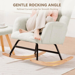 Comhoma Rocking Chair With Footstool, Teddy Comfy Relaxer Chair With High Backrest For Adults For Living Room, Bedrooms, Balcony - thumbnail 7