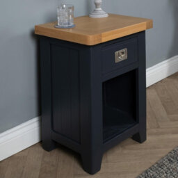 Elm Home And Products Elm Home And Garden Dark Blue Oak Wood Side Table Bedside Cabinet Fully Assembled - thumbnail 3