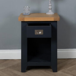Elm Home And Products Elm Home And Garden Dark Blue Oak Wood Side Table Bedside Cabinet Fully Assembled