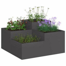 Berkfield Modern Garden Planter Black 80 X 80 X 48 Cm Steel - thumbnail 3