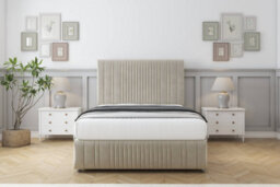 "Comfort The Foxy Cream Plush Divan Bed Set 2 Drawers Right Side - 54"" Floor Standing & 12"" Footboard 5' King"