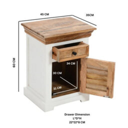 Wyld Haus Alington White And Natural Mango Wood Bedside Cabinet With Drawer And Louvered Door - thumbnail 5