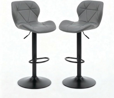 Alivio 2Pc Modern Faux Leather Adjustable Bar Stool Backrest Bar Chairs (Grey) - image 1