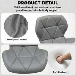 Alivio 2Pc Modern Faux Leather Adjustable Bar Stool Backrest Bar Chairs (Grey) - thumbnail 9