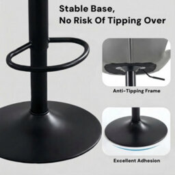 Alivio 2Pc Modern Faux Leather Adjustable Bar Stool Backrest Bar Chairs (Grey) - thumbnail 8
