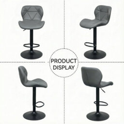 Alivio 2Pc Modern Faux Leather Adjustable Bar Stool Backrest Bar Chairs (Grey) - thumbnail 7