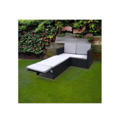Evre 2 Seat Rattan Garden Love Bed Furniture Set Black For Patio Conservatory - Inc Weekend Delivery - thumbnail 2