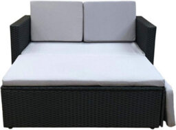 Evre 2 Seat Rattan Garden Love Bed Furniture Set Black For Patio Conservatory - Inc Weekend Delivery - thumbnail 4