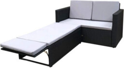 Evre 2 Seat Rattan Garden Love Bed Furniture Set Black For Patio Conservatory