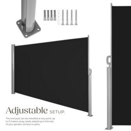 Tectake Retractable Aluminum Side Awning With Roll-Up Mechanism 160 X 300 Cm - Black - thumbnail 3