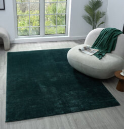 Comfy Washable Low Pile Living Room Area Rug - Anti-Slip Felt Backing Emerald 60Cm X 100Cm - thumbnail 1