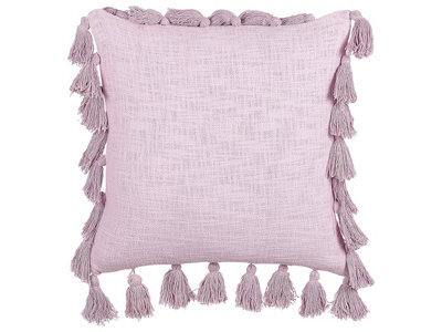 Beliani Throw Cushion Lynchis Cotton 45 X 45 Cm Pink - image 1