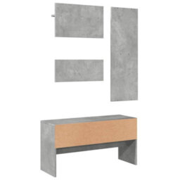 Walplus 4 Piece Hallway Furniture Set Concrete Grey Engineered Wood - thumbnail 4