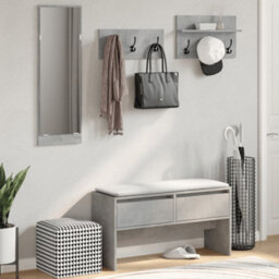 Walplus 4 Piece Hallway Furniture Set Concrete Grey Engineered Wood - thumbnail 3