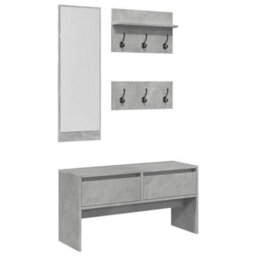 Walplus 4 Piece Hallway Furniture Set Concrete Grey Engineered Wood - thumbnail 2