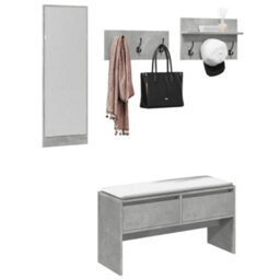 Walplus 4 Piece Hallway Furniture Set Concrete Grey Engineered Wood