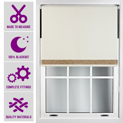Furnished Cream Blackout Blind With Gold Glitter Accent Made To Measure - (W)90Cm X (L)165Cm - image 1