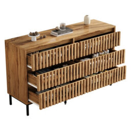 Matteo Natural Wood Effect 6-Drawer Sideboard Cabinet - 120Cm Wide - thumbnail 3