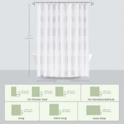 INHOUSOLU HOME DÉCOR Inhousolu Home Decor Stylish Woven Shower Curtain 256Gsm Boho Tufted Striped Waterproof - thumbnail 2