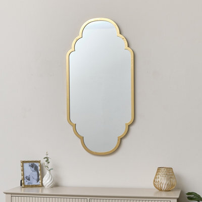 Melody Maison Gold Foiled Curved Scalloped Framed Wall Mirror 50Cm X 100Cm - image 1